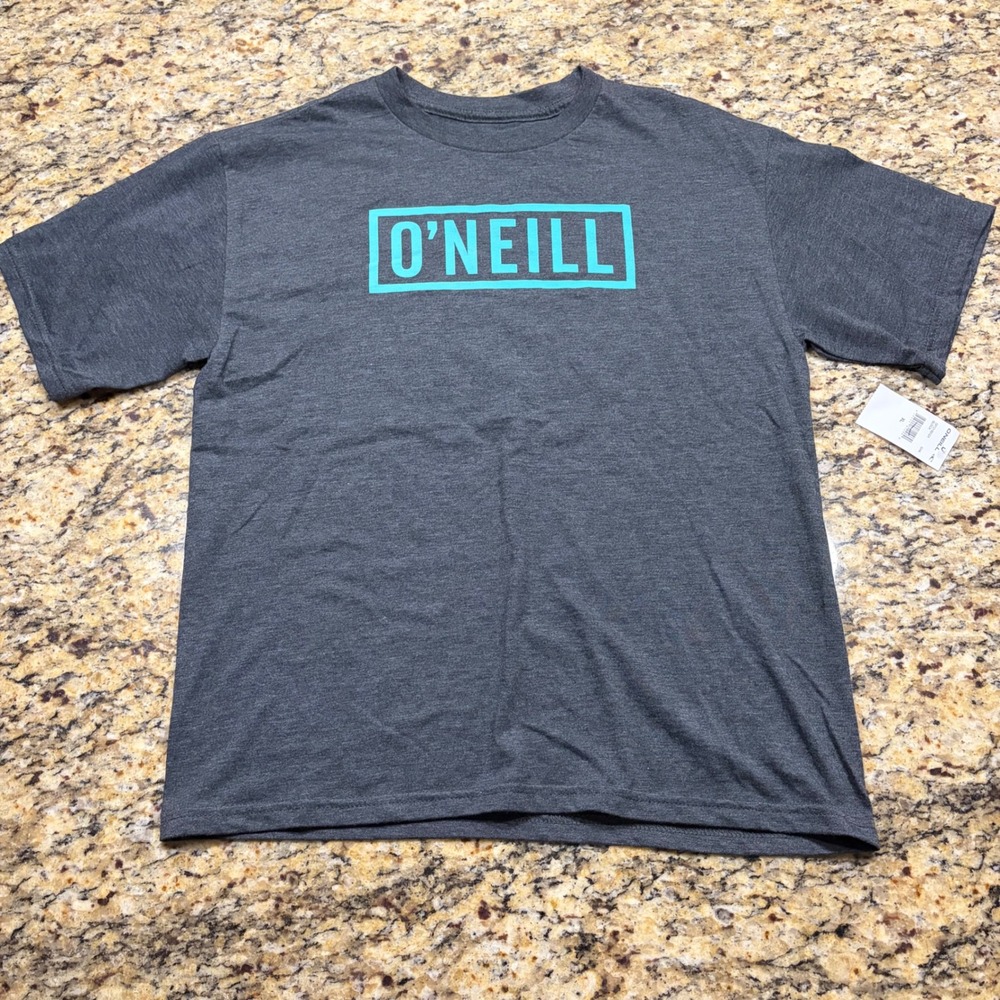 NEW O'Neill Mens Classic Tee Charcoal Heather Teal Box Logo T-Shirt XL ws